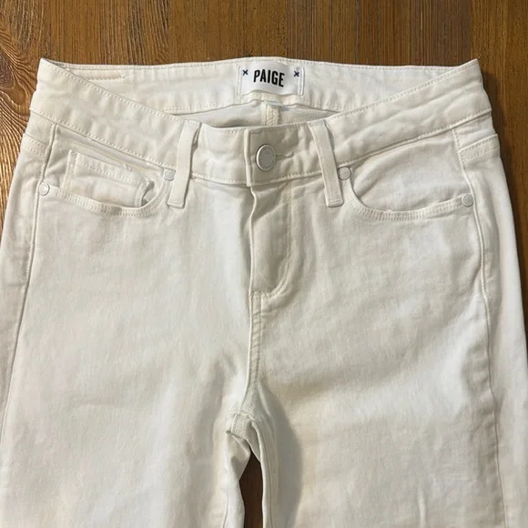 PAIGE White Skyline Ankle Peg Jeans With Distressed Hem Sz 26 - Picture 6 of 8